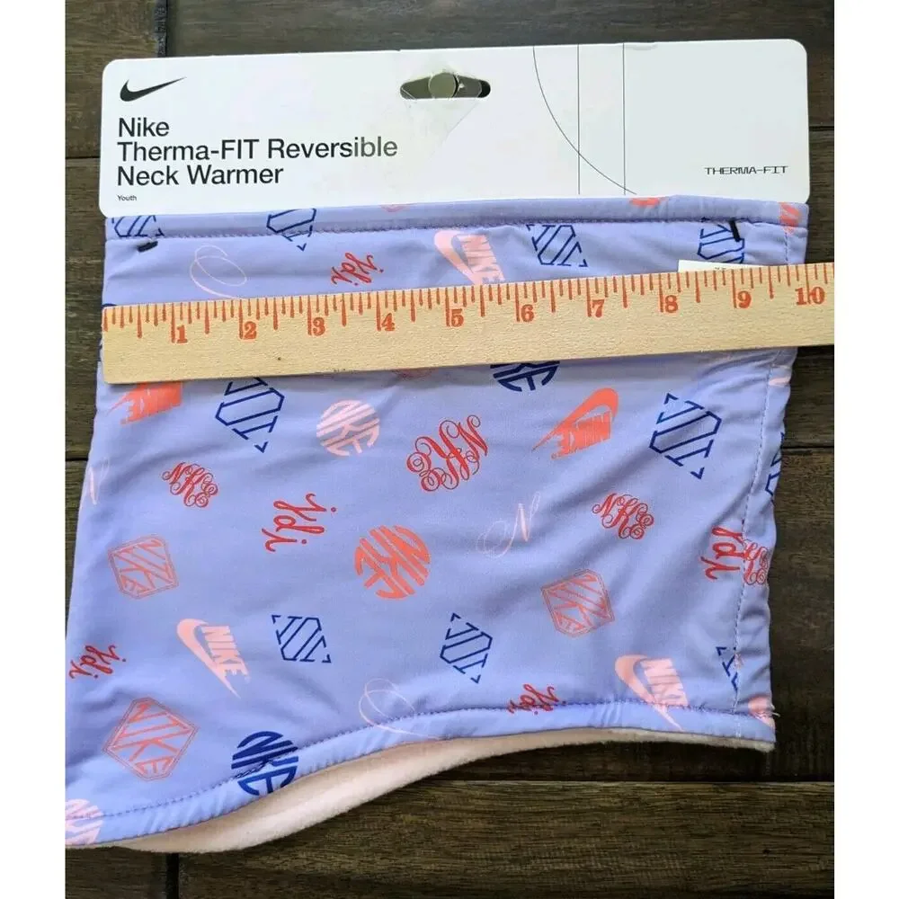 Nike Neck Warmer Reversible Youth Kids Pink Purple Logo Graphic Print Embroidery